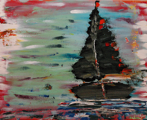  . Black sailboat.