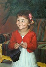 Портрет девочки в красной кофточке.