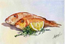 Акварель "Рыба с лимоном"