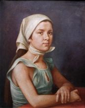 портрет дочери в белом платке.1987