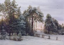 Зимний пейзаж с художником